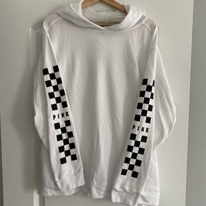 VS Pink brand white lounge hooded sweater